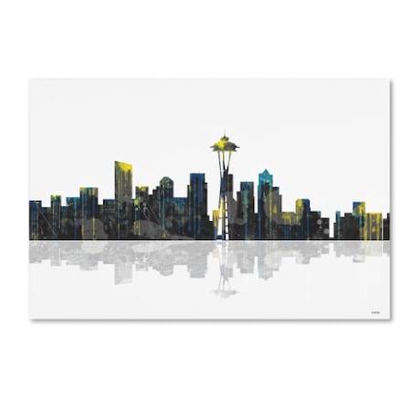 Trademark Fine Art Marlene Watson 'Seattle Washington Skyline' Canvas Art, 12x19 MW0028-C1219GG